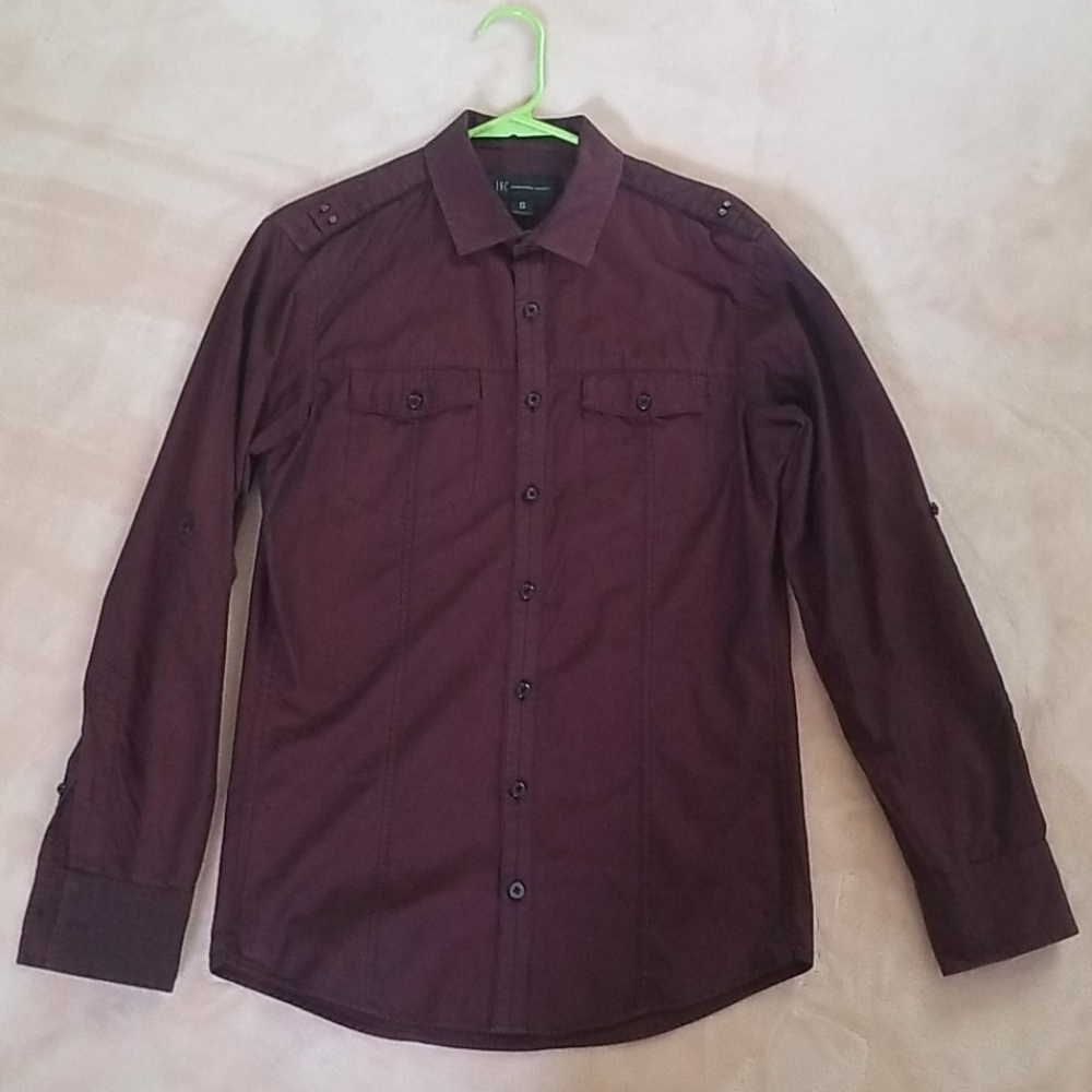 Men's Dark Red Button Down Dress Shirt